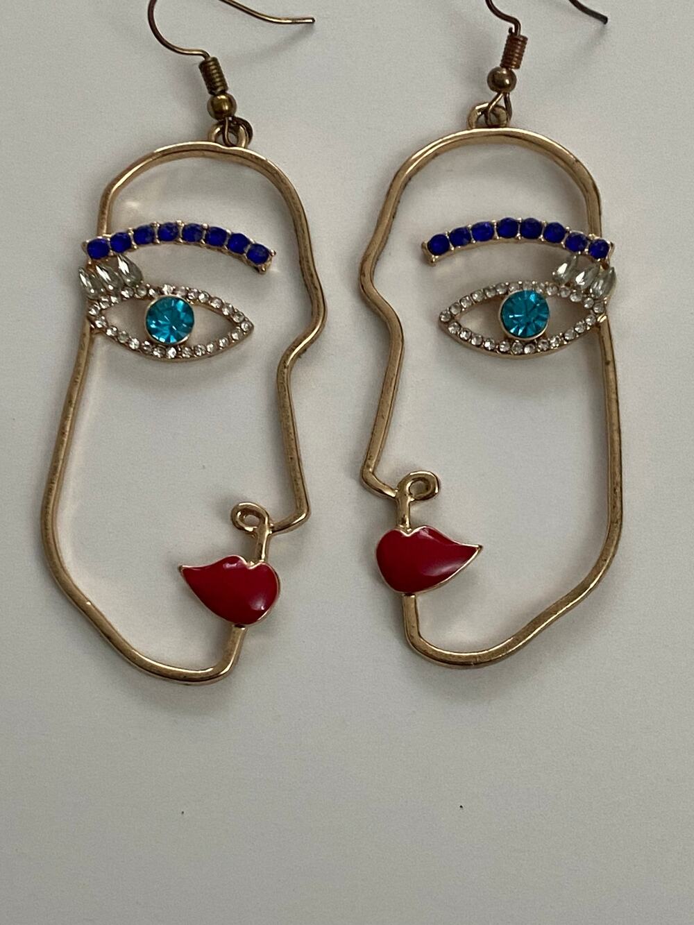 Rhinestone Face Statement Earrings - New Ear Wires